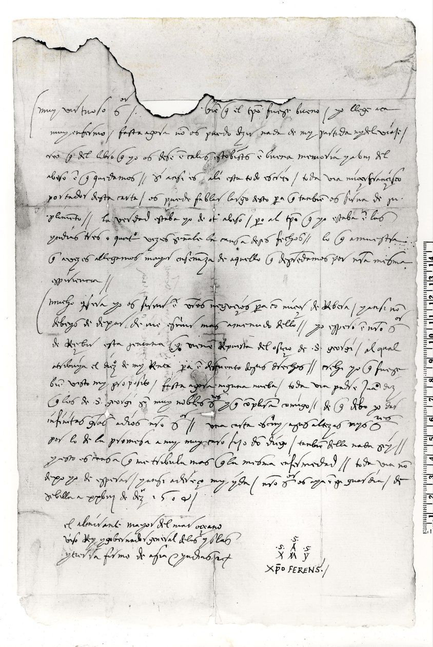 Kolumbusz Kristóf (1451-1506) levéltöredéke alkotó: Unbekannt Unbekannt
