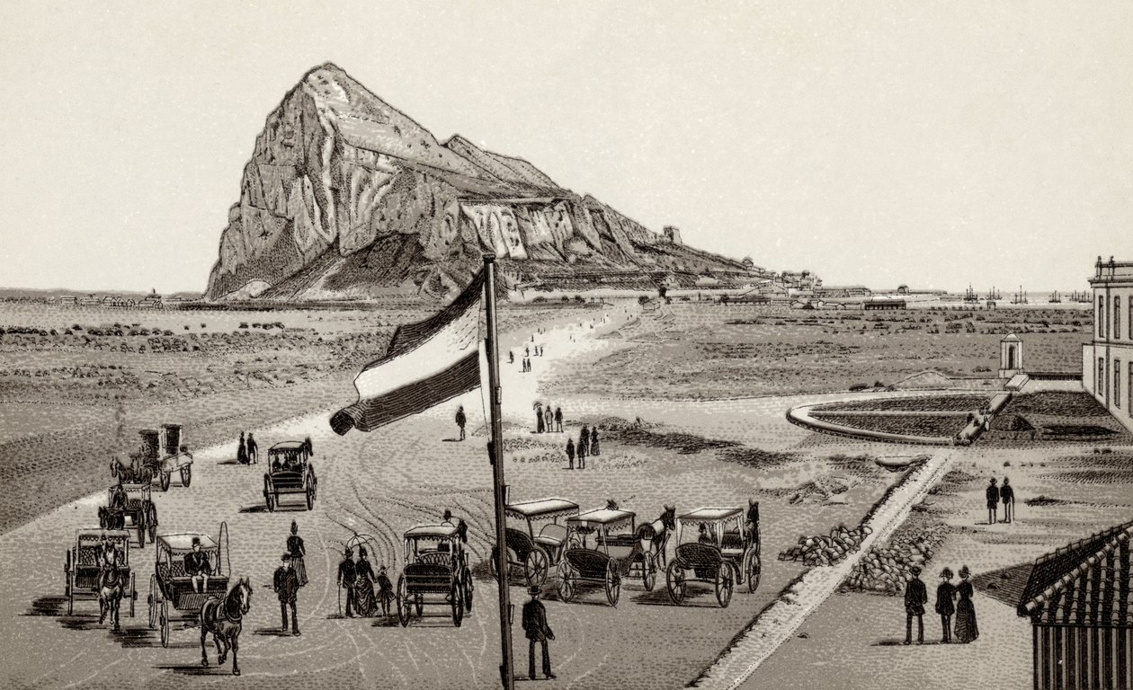 Gibraltár a spanyol vonalból, a "Views of Gibraltar"-ból, Freyone kiadása, 1890 körül alkotó: Unbekannt Unbekannt