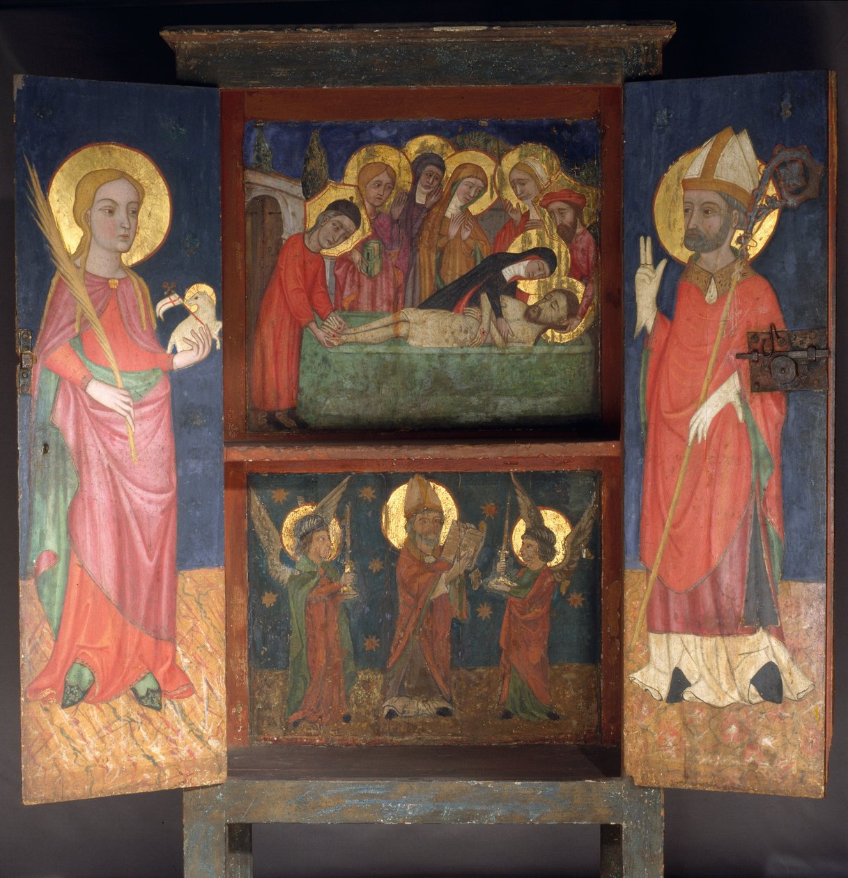 Liturgikus kabinet a szent temetéssel, Szent Ágnes és Szent püspök alkotó: Unbekannt Unbekannt