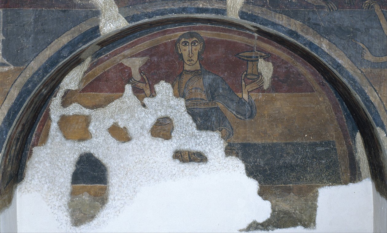 Férfi két pohárral Santa Maria de Taüll -től alkotó: Unbekannt Unbekannt