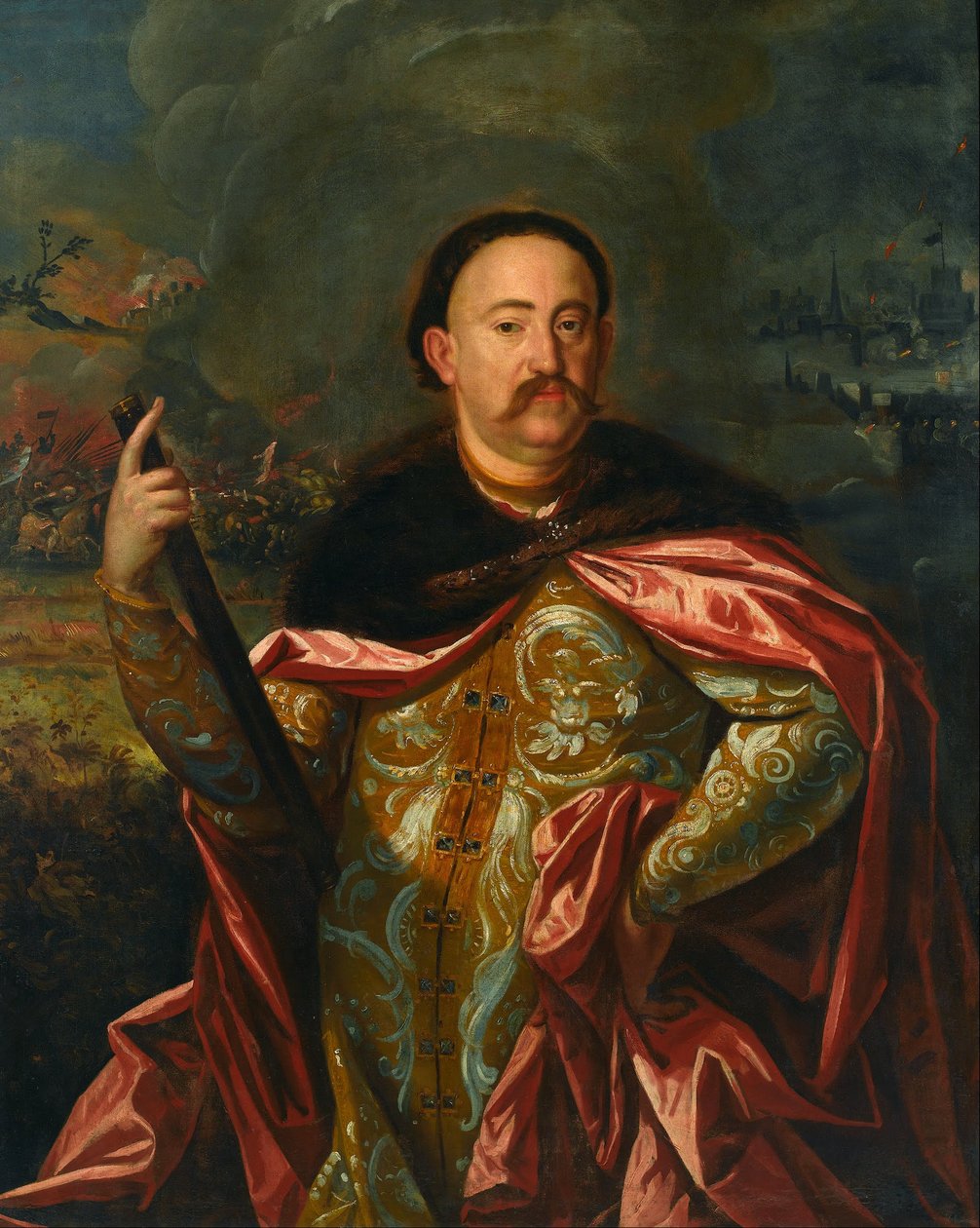 III. Sobieski János portréja a csatával a háttérben alkotó: Unbekannt Unbekannt