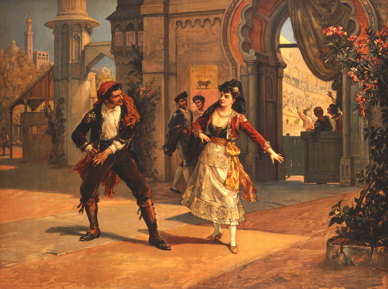 Jelenet a „Carmen” című operájából, Georges Bizet (1838-75) alkotó: Unbekannt Unbekannt