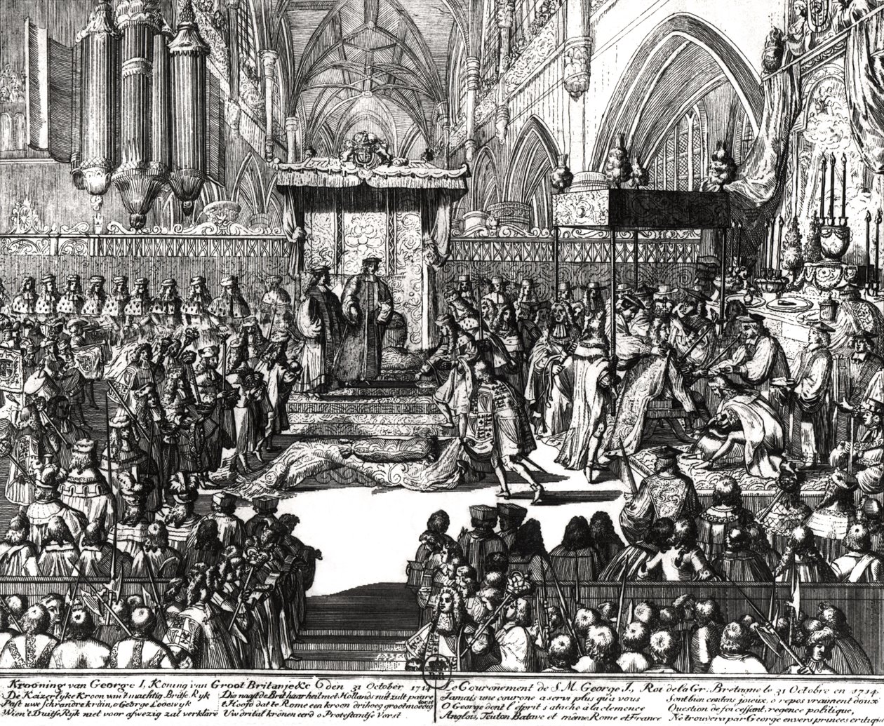 I. György király (1660-1727) megkoronázása a Westminster Abbeyben, 1714. október 31. alkotó: Unbekannt Unbekannt