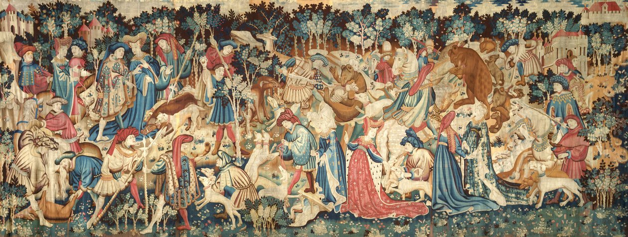 A devonshire-i vadászgobelinek; Vadkan és medve vadászat alkotó: Unbekannt Unbekannt