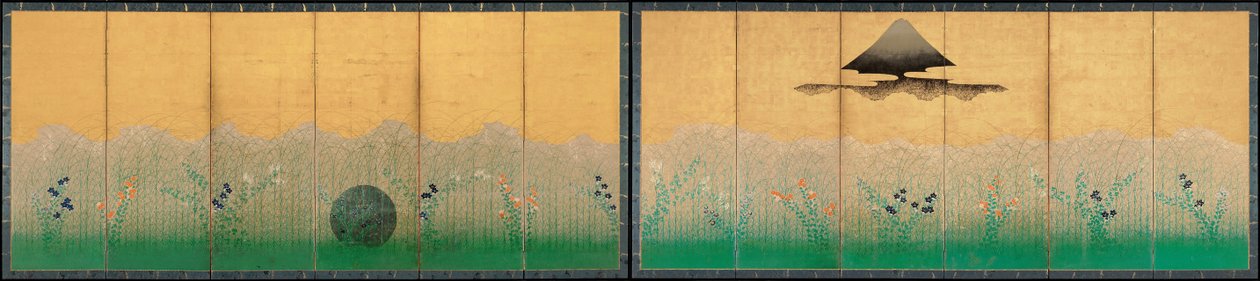 A Musashi síksága, a Fuji -hegy és a hold alkotó: Unbekannt Unbekannt