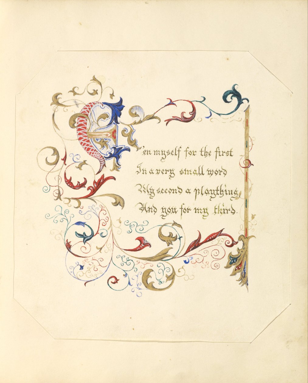 Ismeretlen készítő, brit - (Illuminated Manuscript Poem) alkotó: Unbekannt Unbekannt