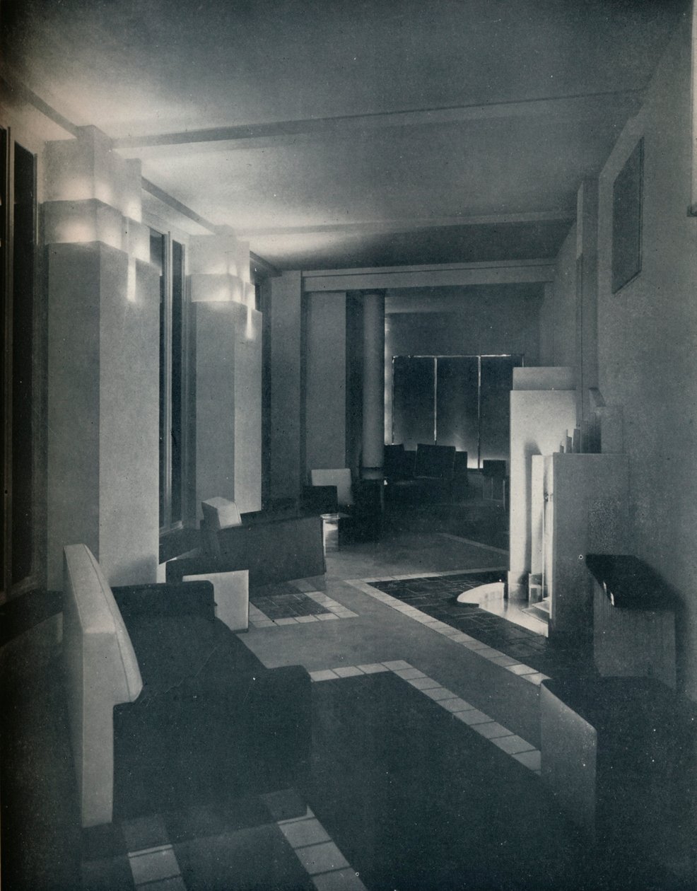 1930-as évek belső terei korabeli világítással, 1930 alkotó: Unbekannt