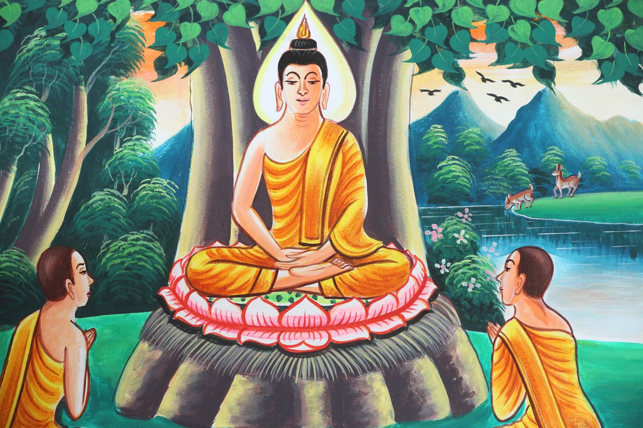 20151103, Kasi, Laosz: Sákjamuni Buddha élettörténetét ábrázoló festmény alkotó: Unbekannt
