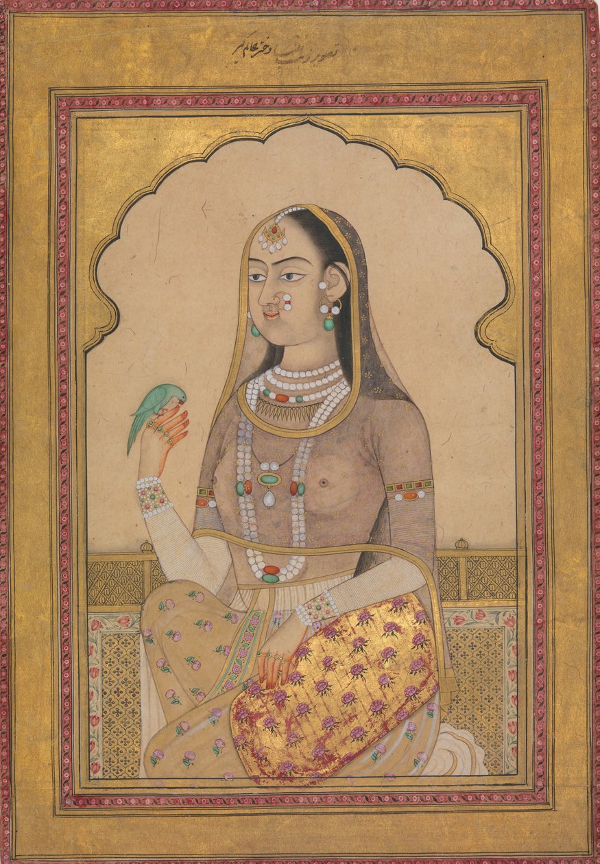 Bejeweled Maiden egy papagájjal, kb. 1670-1700. alkotó: Unbekannt