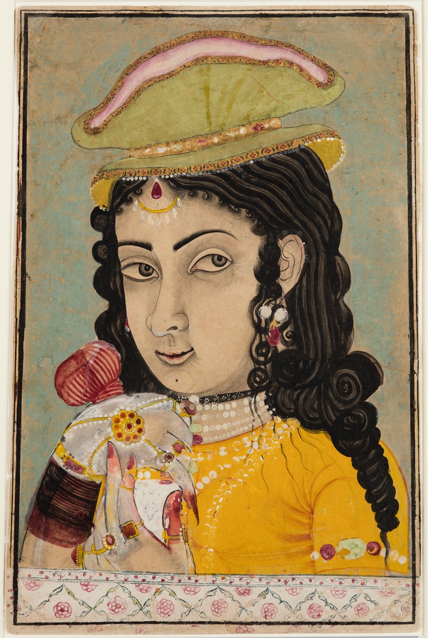 Egy európai hölgy, kezében egy üveggel és csészével, c. 1710-20. alkotó: Unbekannt