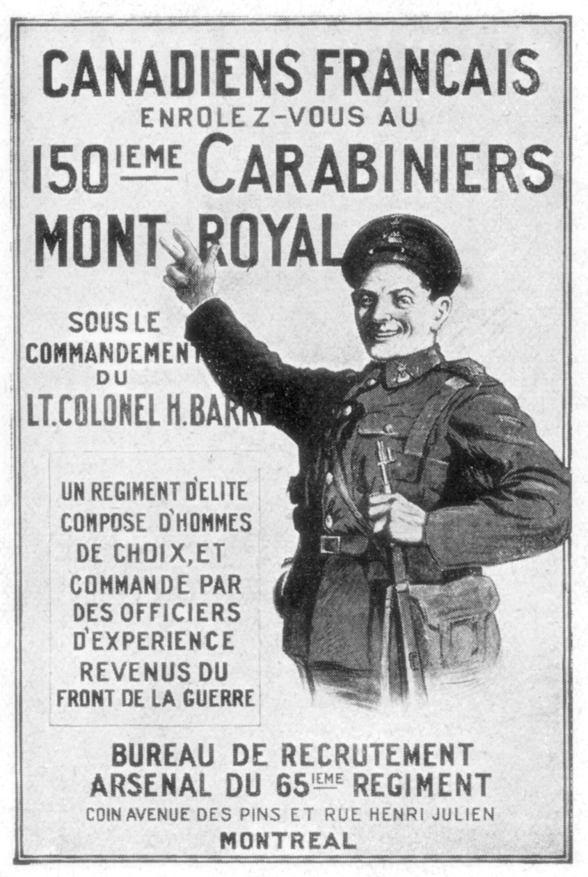 Egy francia kanadai hadsereg toborzási posztere, 1914 alkotó: Unbekannt