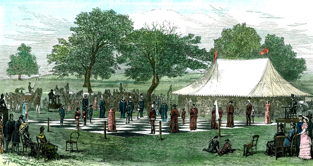 Sakkjátszma élő darabokkal, 1882 alkotó: Unbekannt
