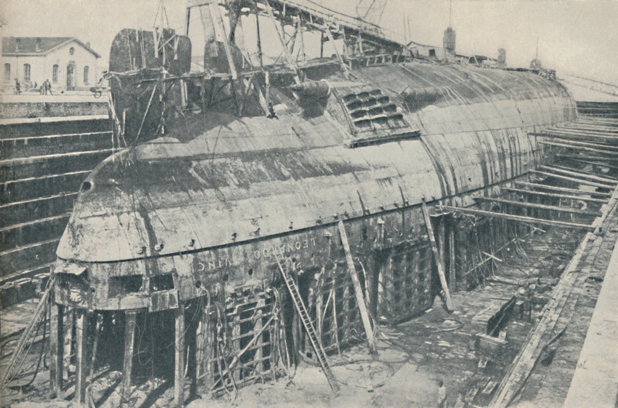 Részben megvalósított nagyszerű bravúr. A Leonardo da Vinci szárazdokkban pihen, 1936 alkotó: Unbekannt
