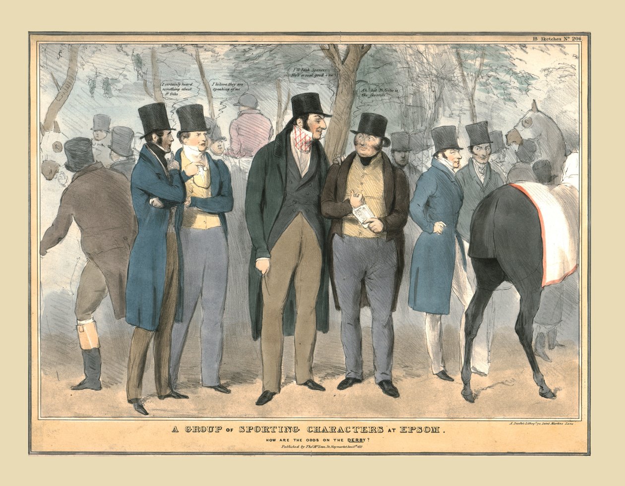 Sportoló karakterek csoportja Epsomban, 1832. alkotó: Unbekannt