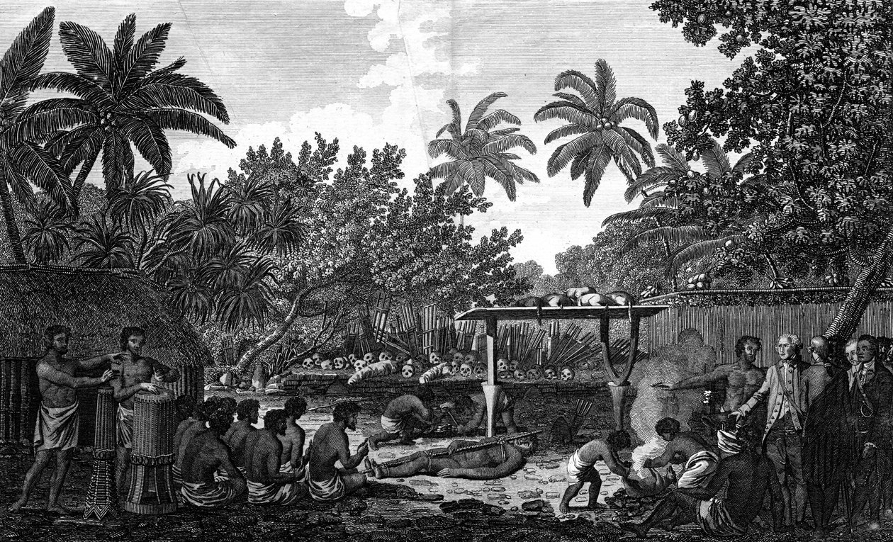 Emberáldozat egy moraiban, Otaheitében, Cook kapitány jelenlétében, 1773 alkotó: Unbekannt