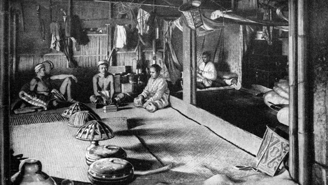Kalimantan natív hosszú ház, Borneo, 1922 alkotó: Unbekannt