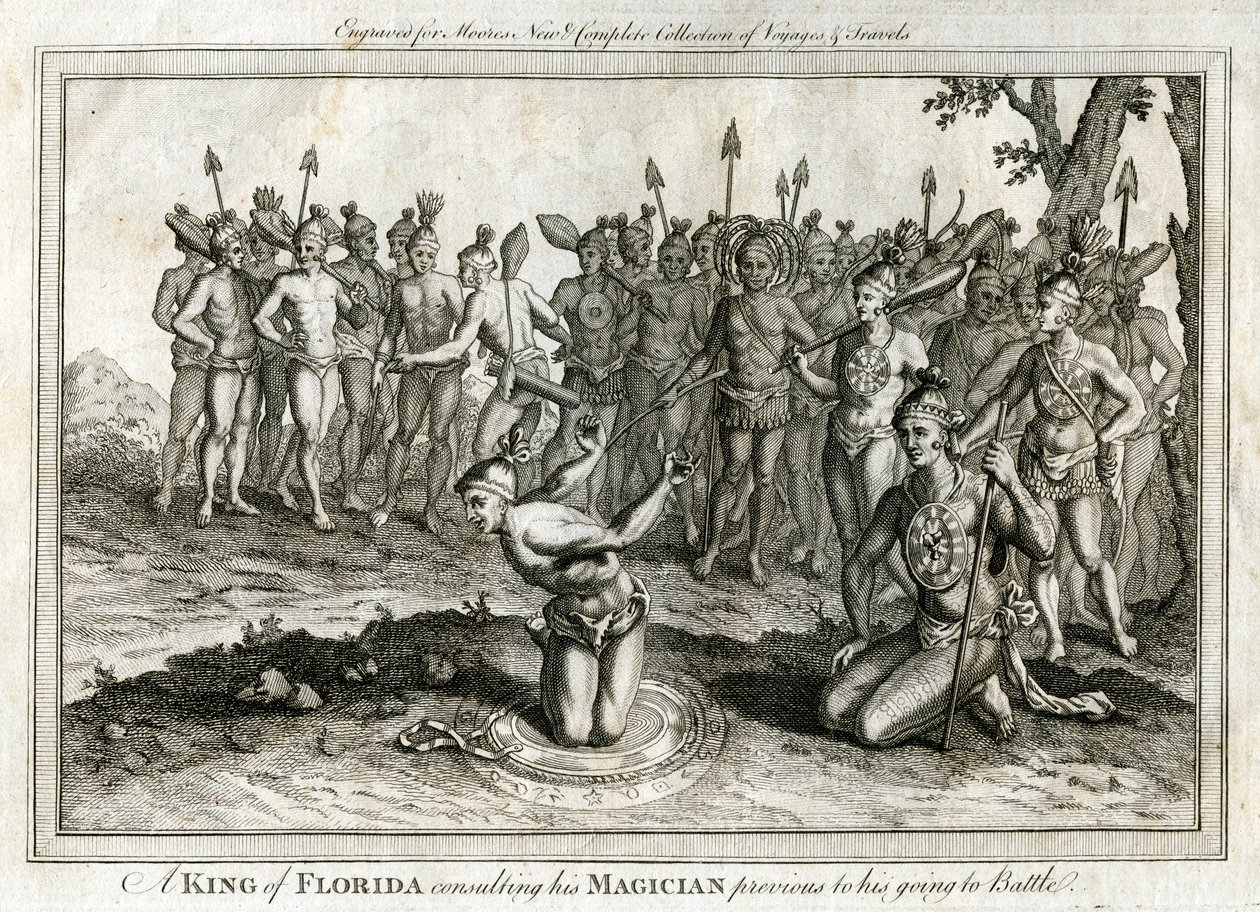 Egy floridai király tanácsot adott a bűvészével, mielőtt csatába indult, 1760 alkotó: Unbekannt