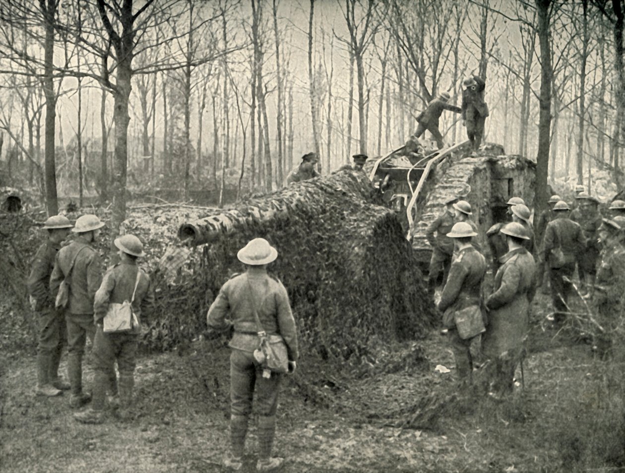Egy szárazföldi hajó álcázás alatt egy 5.9-es német haditengerészeti fegyvert, 1919. alkotó: Unbekannt