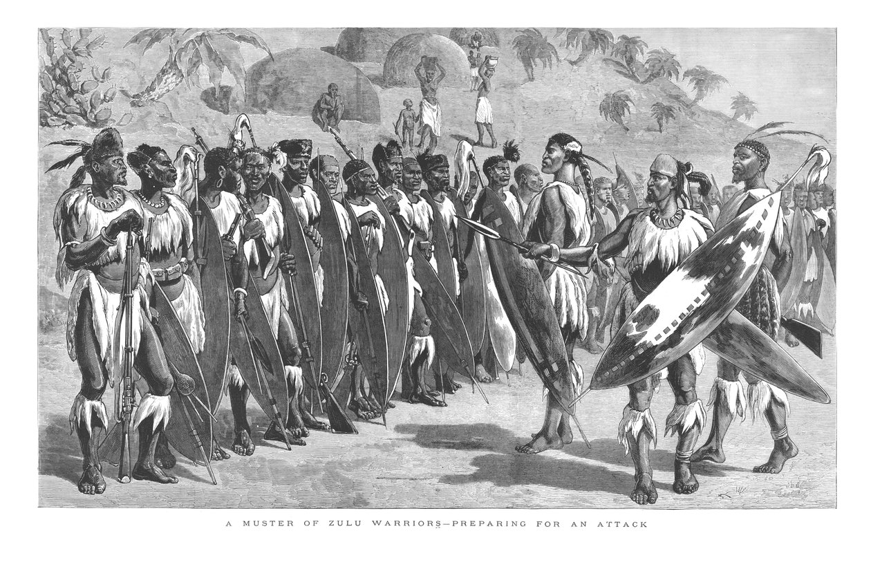 Zulu harcosok összeállítása – Támadásra készülődés., 1879 alkotó: Unbekannt