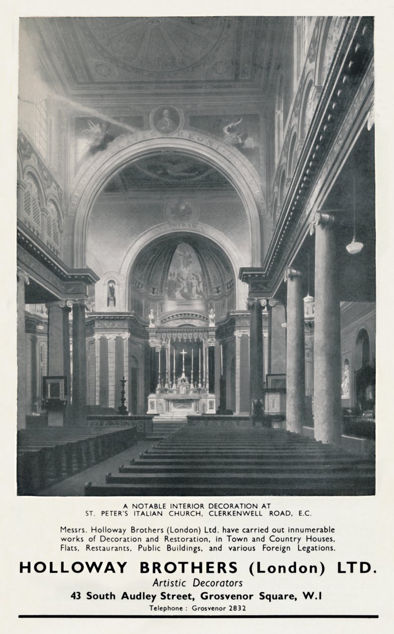 Figyelemre méltó belső dekoráció a Szent Péter olasz templomban, 1933 alkotó: Unbekannt