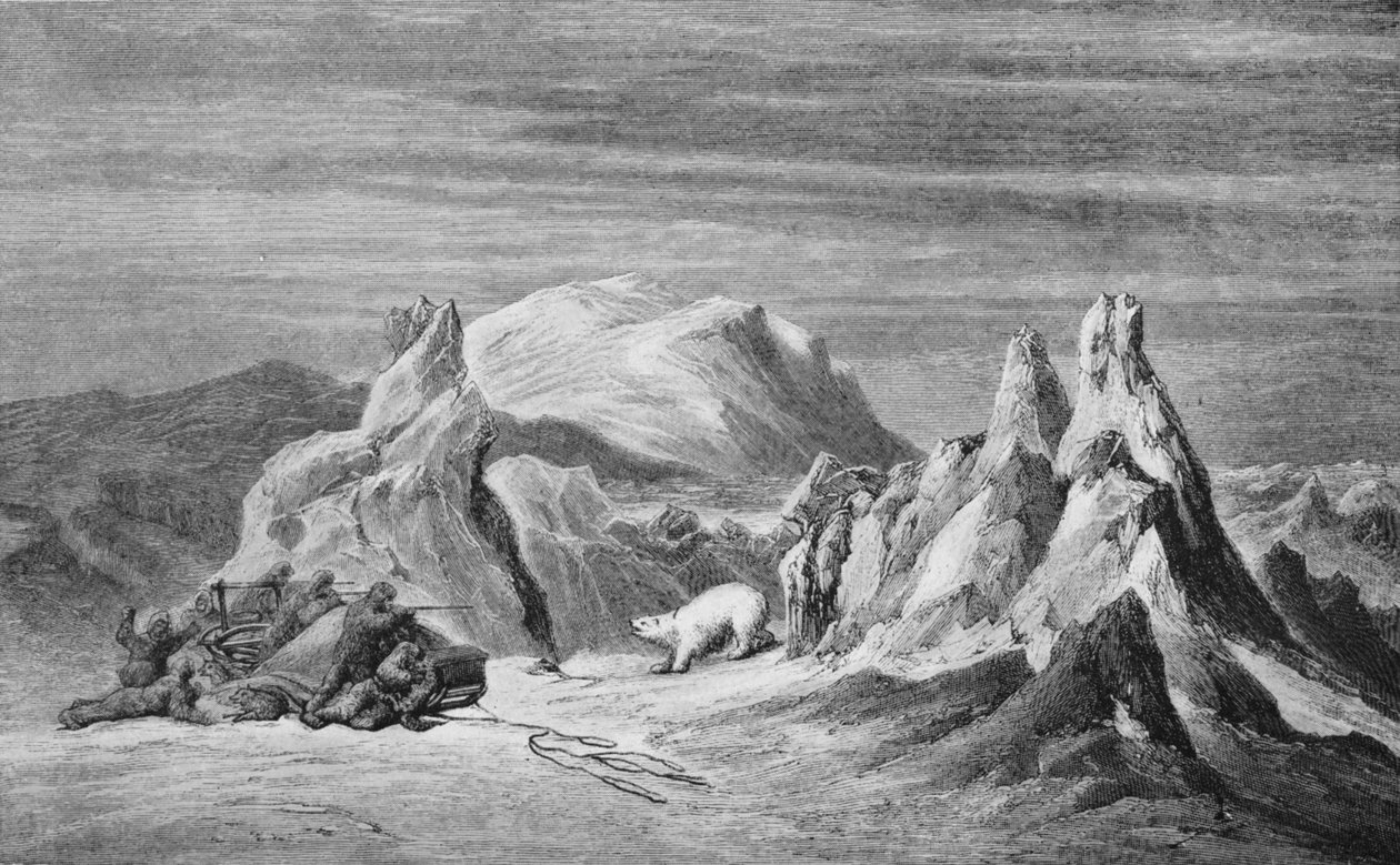 A Party from the Tegetthoff Encounters A Bear, 1876, 1928 alkotó: Unbekannt