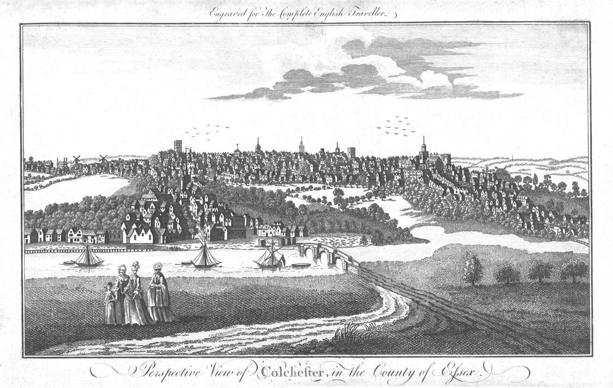 Perspektivikus nézet Colchesterről, Essex megyében, 1742 alkotó: Unbekannt