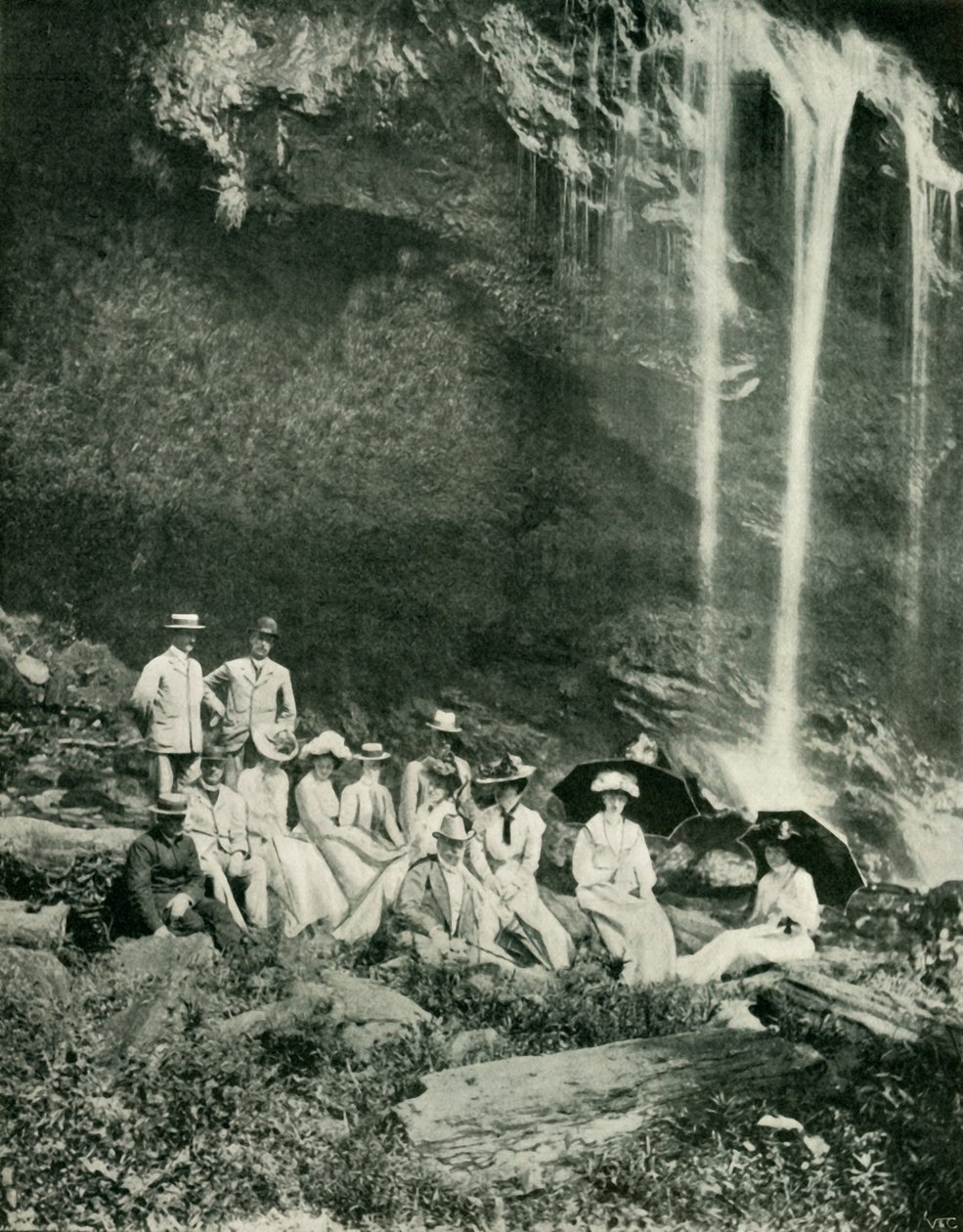Piknik parti Maracas Fallsban, Trinidadban Sir A. Moloneyval és Partyval, 1902. alkotó: Unbekannt