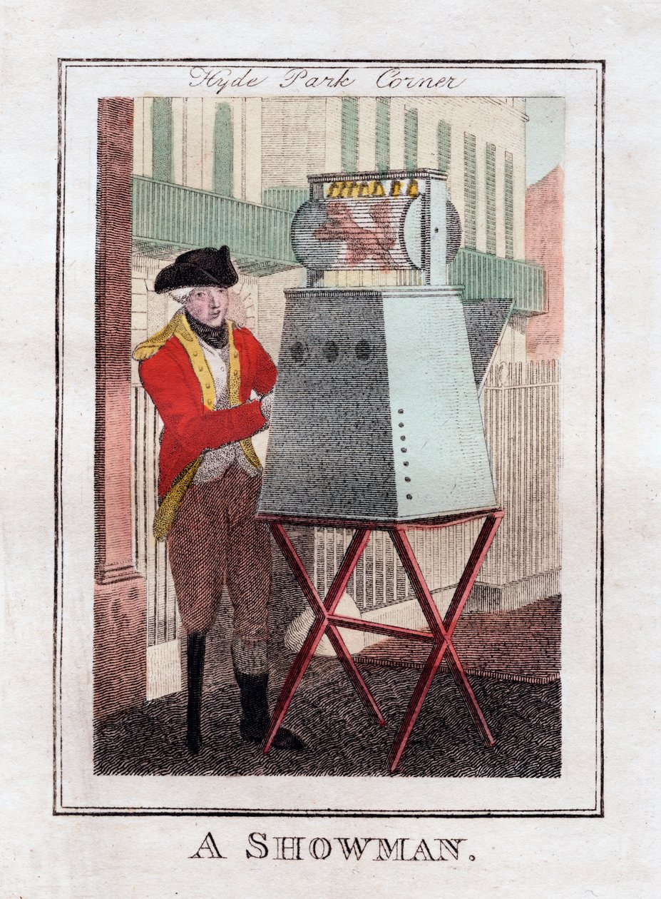 Showman, Hyde Park Corner, London, 1805 alkotó: Unbekannt