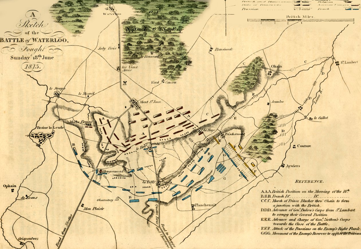 Vázlat a waterlooi csatáról, 1815. június 18., 1816. alkotó: Unbekannt