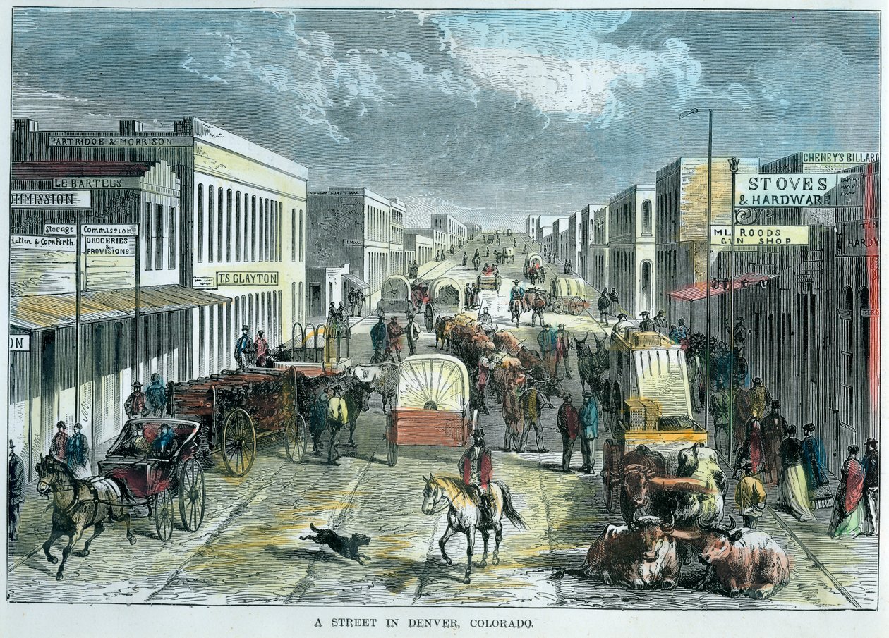 Egy utca Denverben, Colorado, USA, 1880 alkotó: Unbekannt