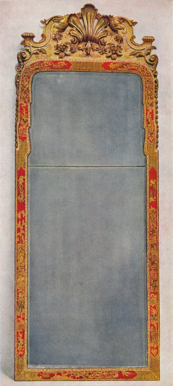 Nagyon ritka c1720-as mólóüveg vörös lakkal díszített keretben, c1720, 1936 alkotó: Unbekannt