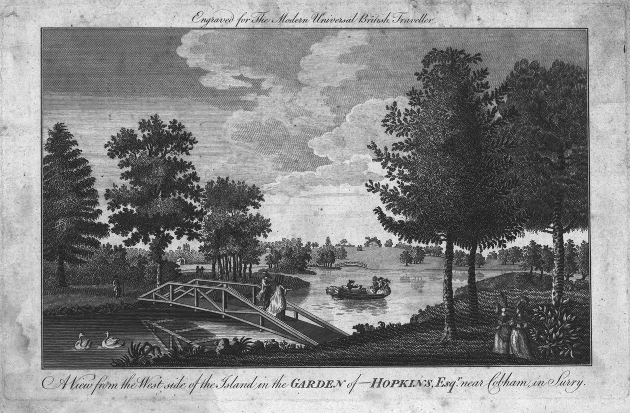 Kilátás a szigetre Hopkins kertjében, Esqr. Cobham közelében Surreyben, 1760 alkotó: Unbekannt