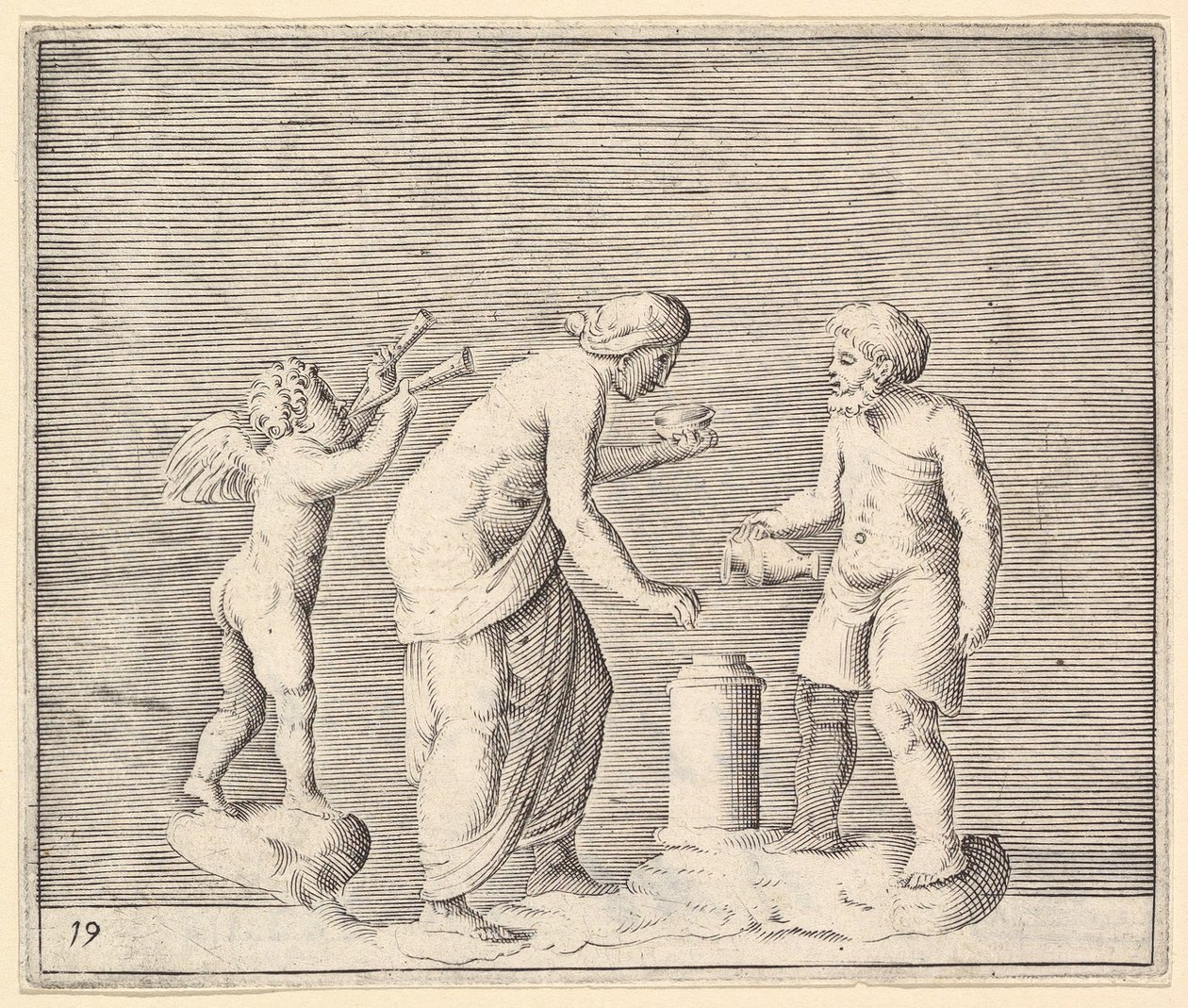 Egy nő és férfi áldozatot Ámor jelenlétében, megjelent kb. 1599-1622. alkotó: Unbekannt