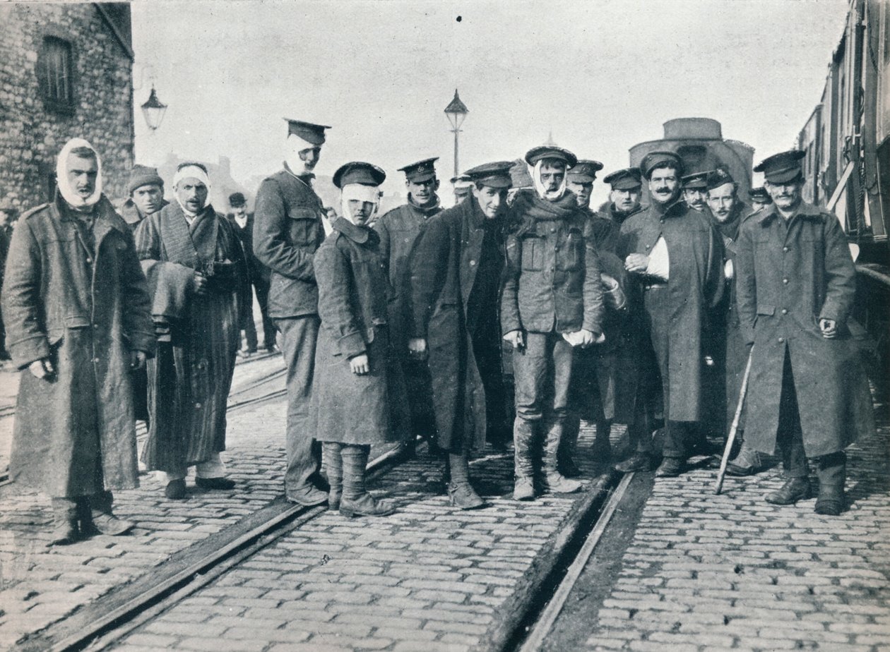 Egy tétel Neuve Chapelle megsebesült egy francia vasútállomáson, 1915 alkotó: Unbekannt