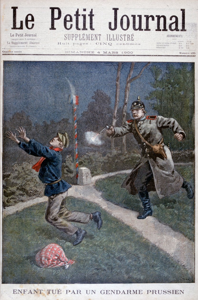 Egy porosz csendőr által lelőtt fiú egy javítóintézetből szökött, 1900 alkotó: Unbekannt