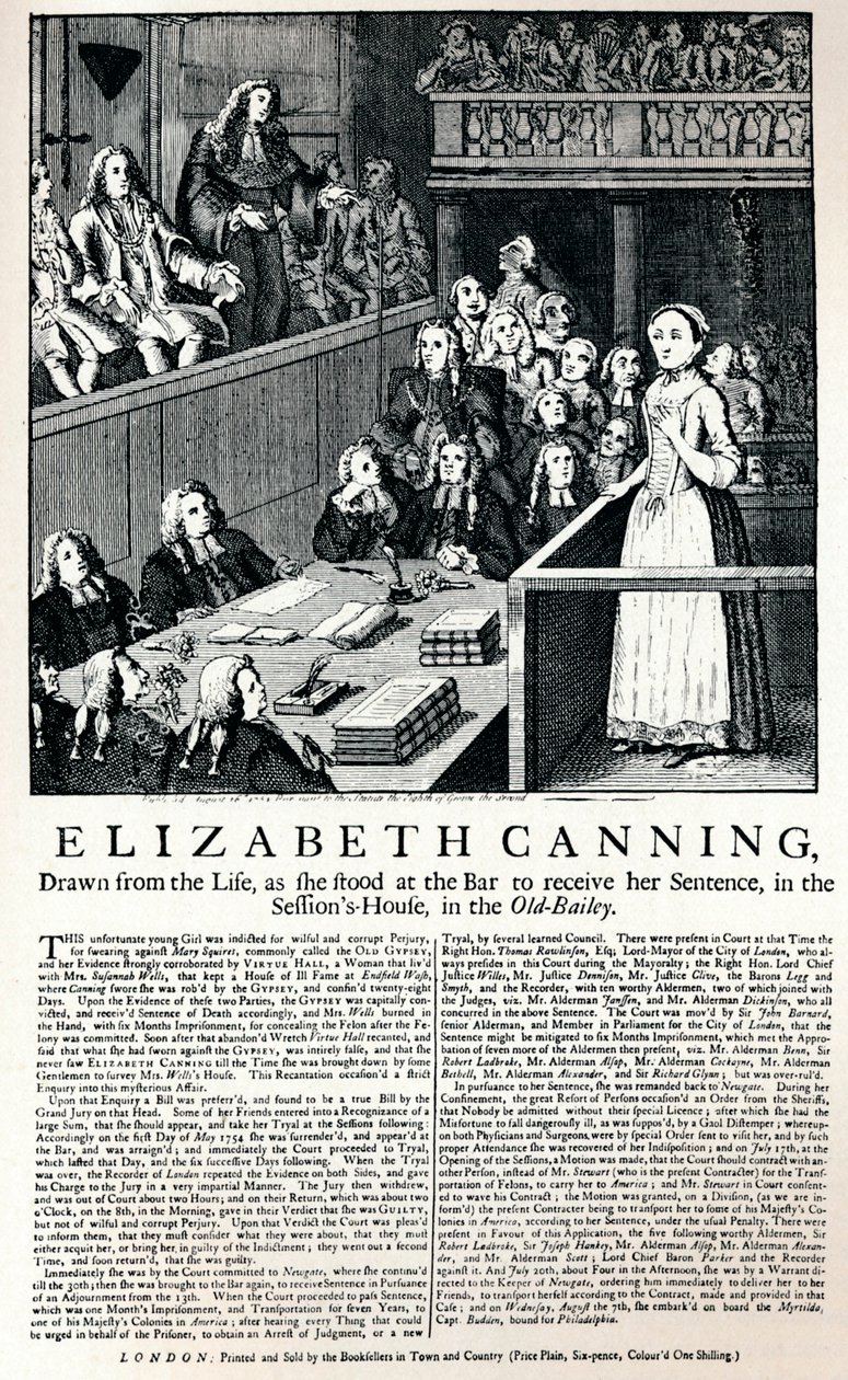 Részlet 1754-ből Elizabeth Canning 1915-ös esetéről alkotó: Unbekannt
