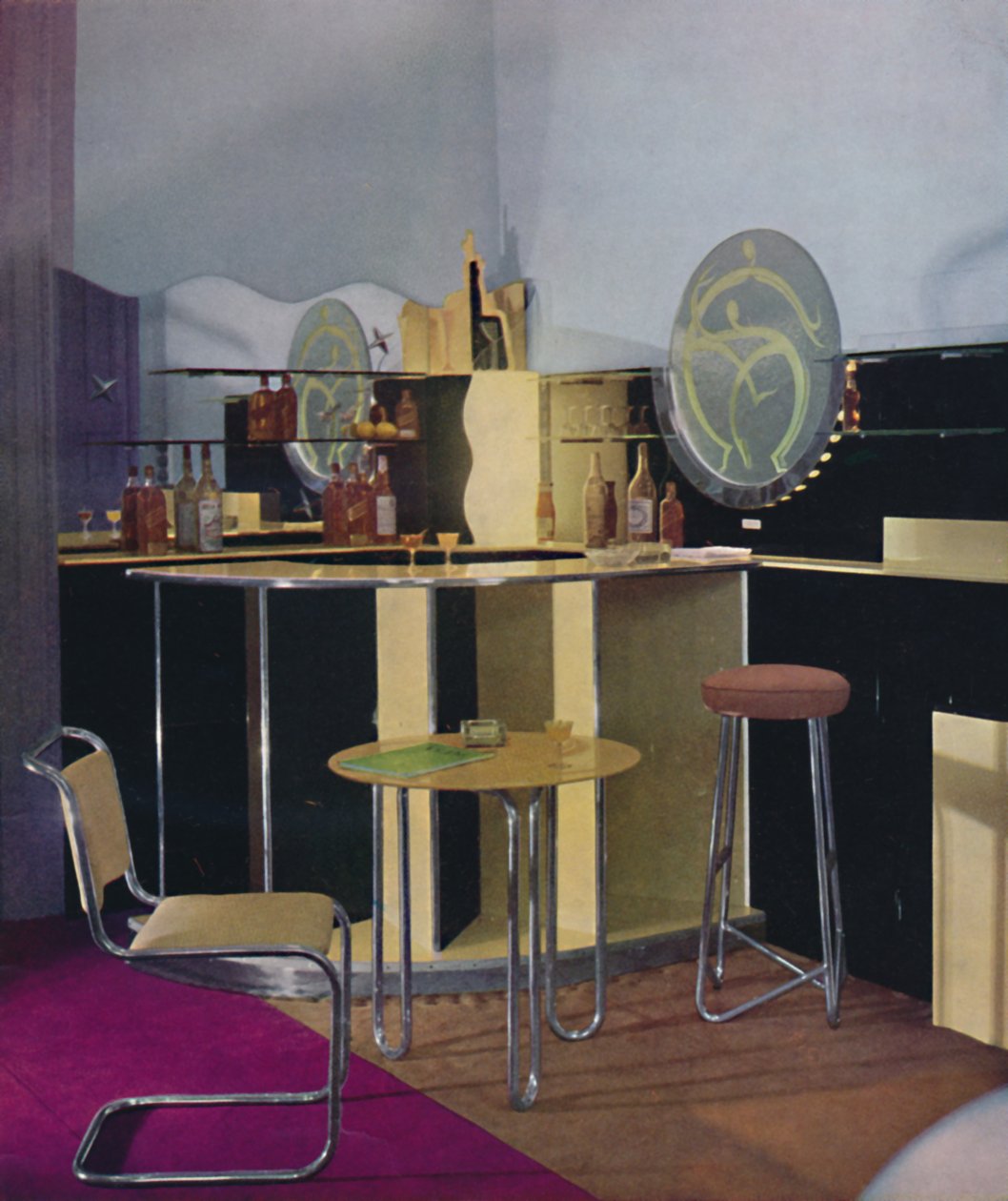 A londoni British Vitrolite Company koktélbárja, amelyet Kenneth Cheesman tervezett, 1935 alkotó: Unbekannt
