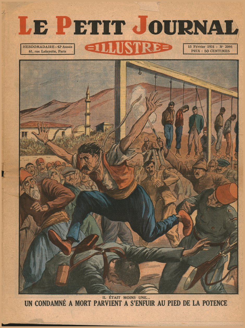 Egy elítélt férfi megszökik az akasztófáról, 1931. alkotó: Unbekannt
