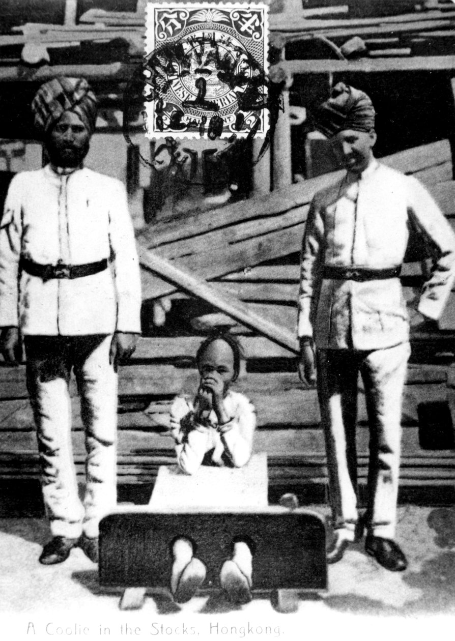 Egy kuli a készletekben, Hongkong, 1908 alkotó: Unbekannt
