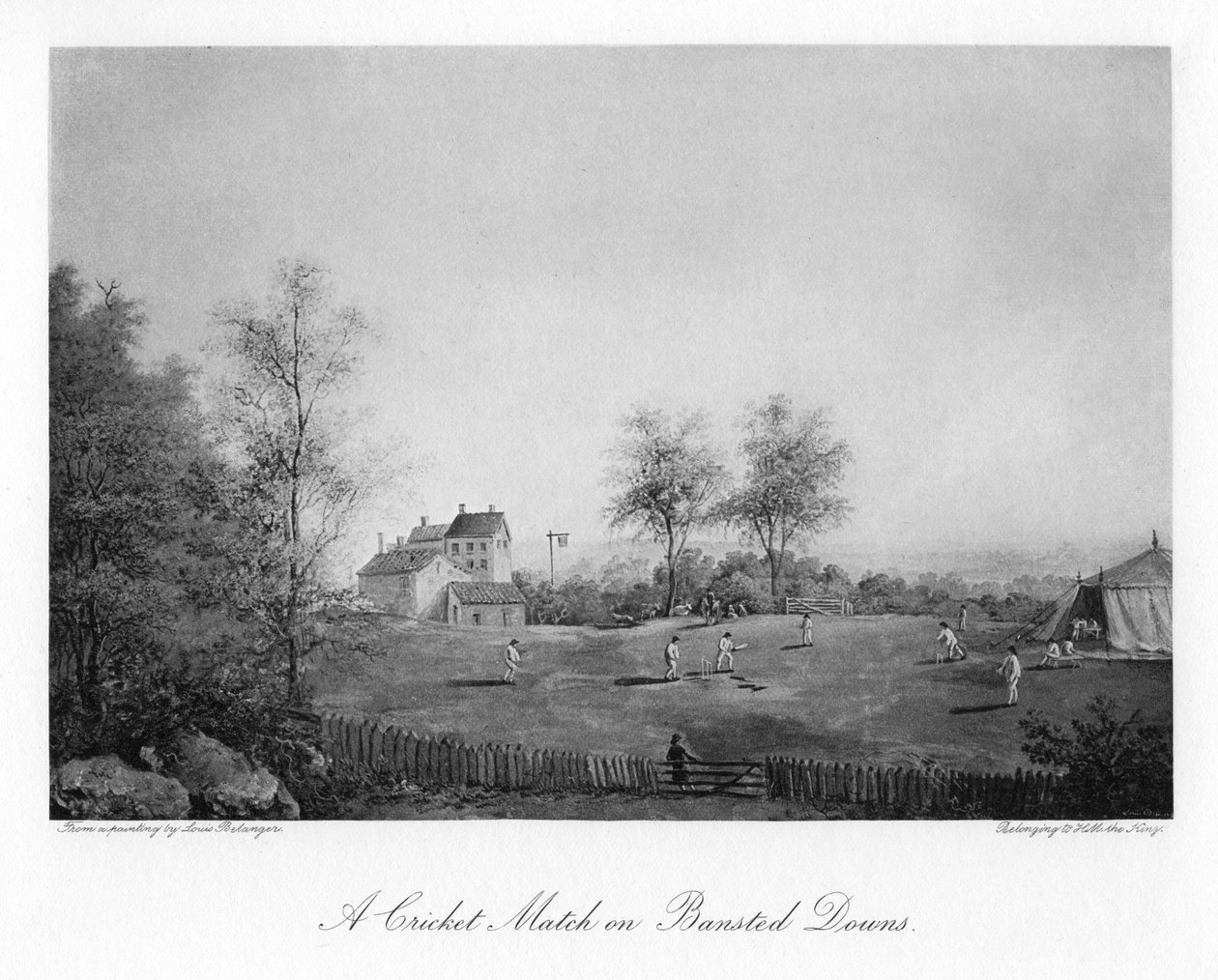 Krikettmérkőzés a Surrey állambeli Banstead Downsban, 1912. század alkotó: Unbekannt