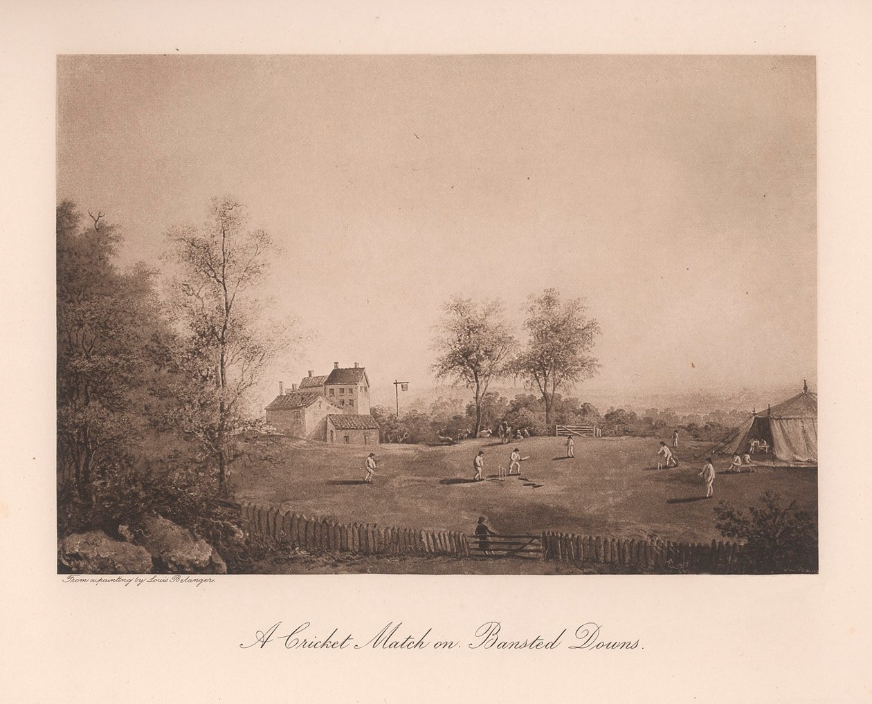 Krikettmérkőzés a Surrey állambeli Banstead Downsban, 1912. század alkotó: Unbekannt