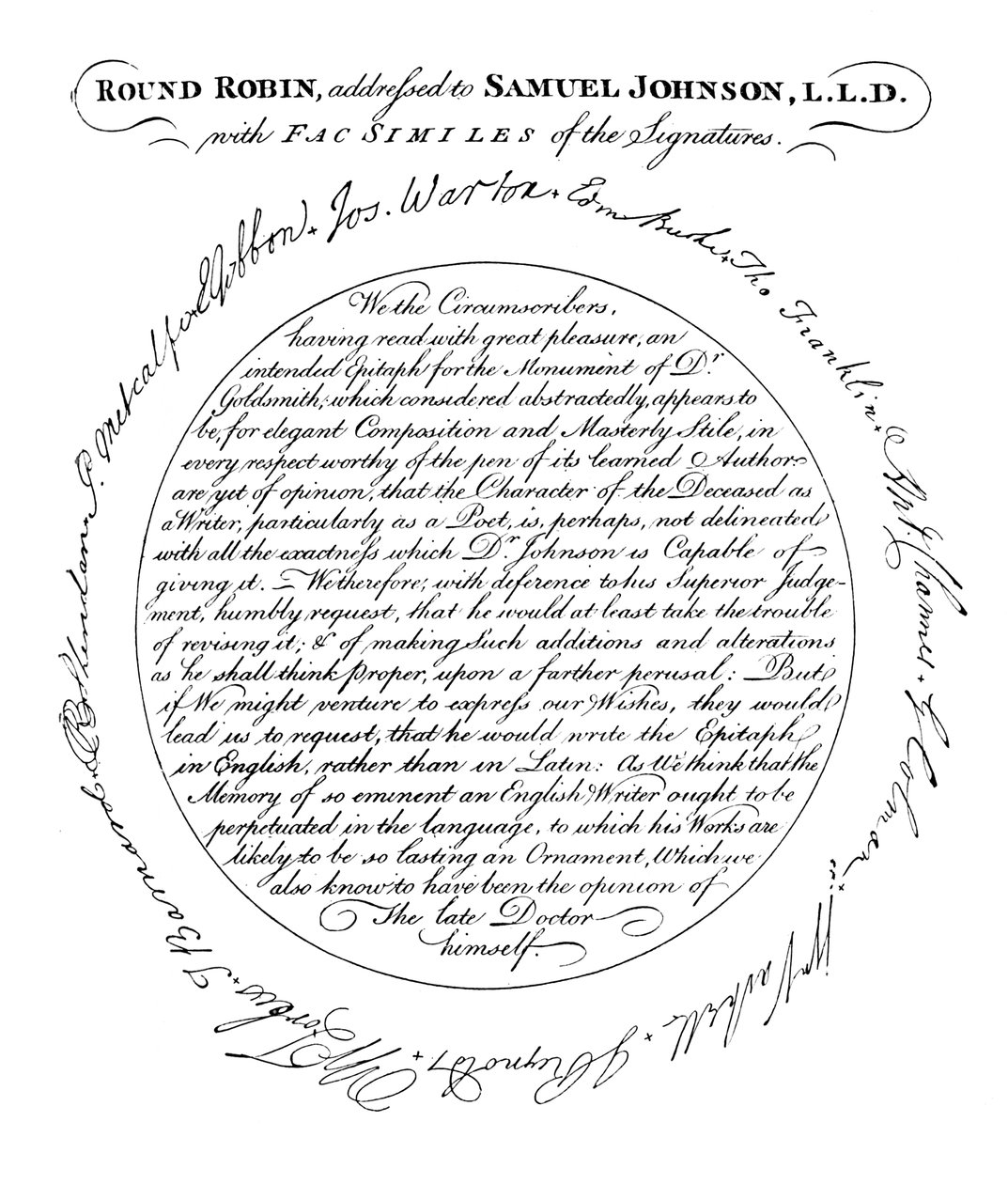 Fakszimile a lemezről a Boswells Life of Johnson első kiadásában, 1907 alkotó: Unbekannt