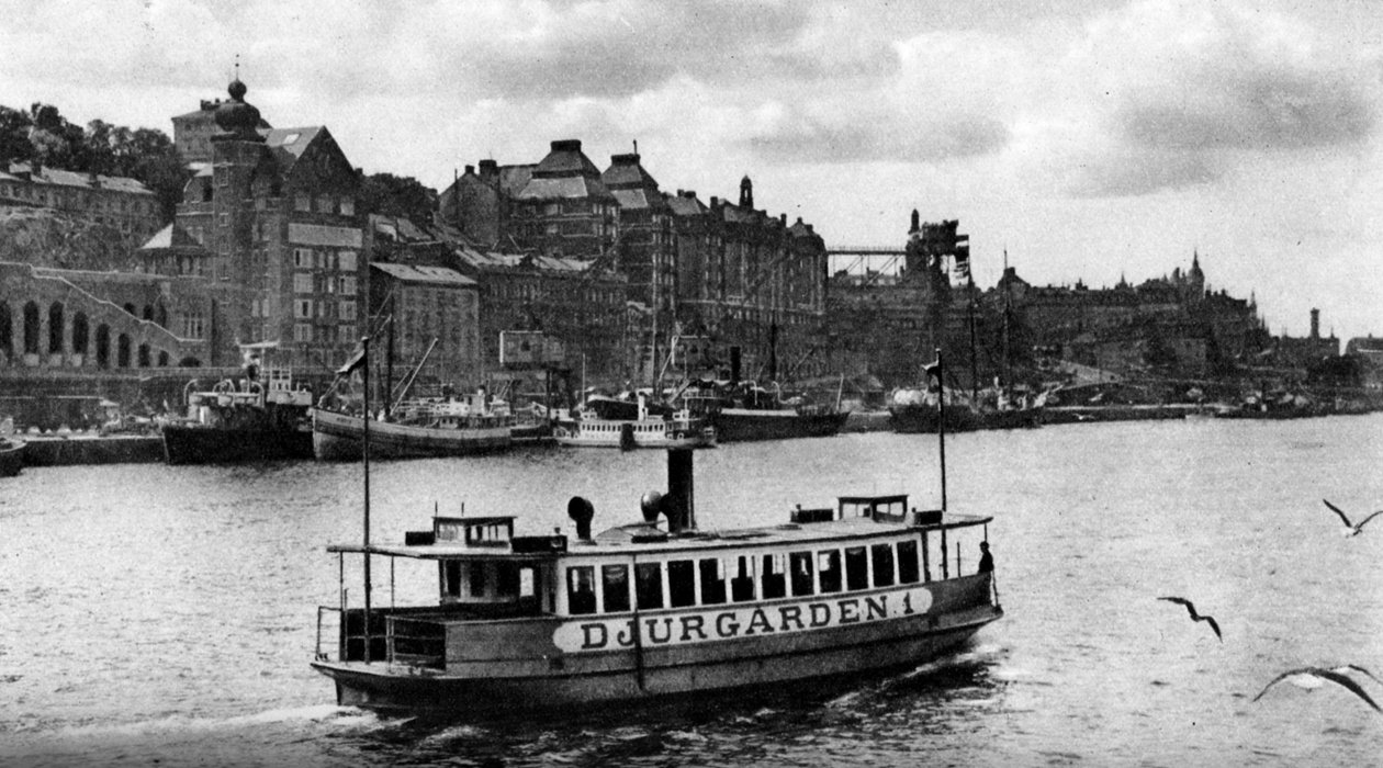 Egy komp úton Djurgarden szigetére, Stockholm, Svédország, 1923 alkotó: Unbekannt