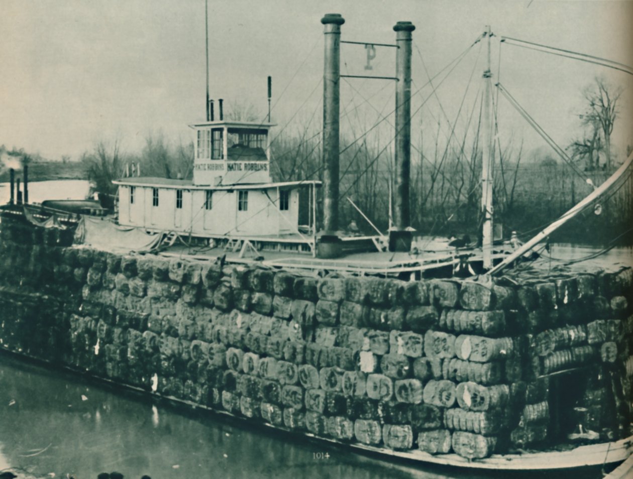 Egy teljes rakomány pamut gyakran magasodik a Mississippi gőzhajók fedélzetén, 1937 alkotó: Unbekannt