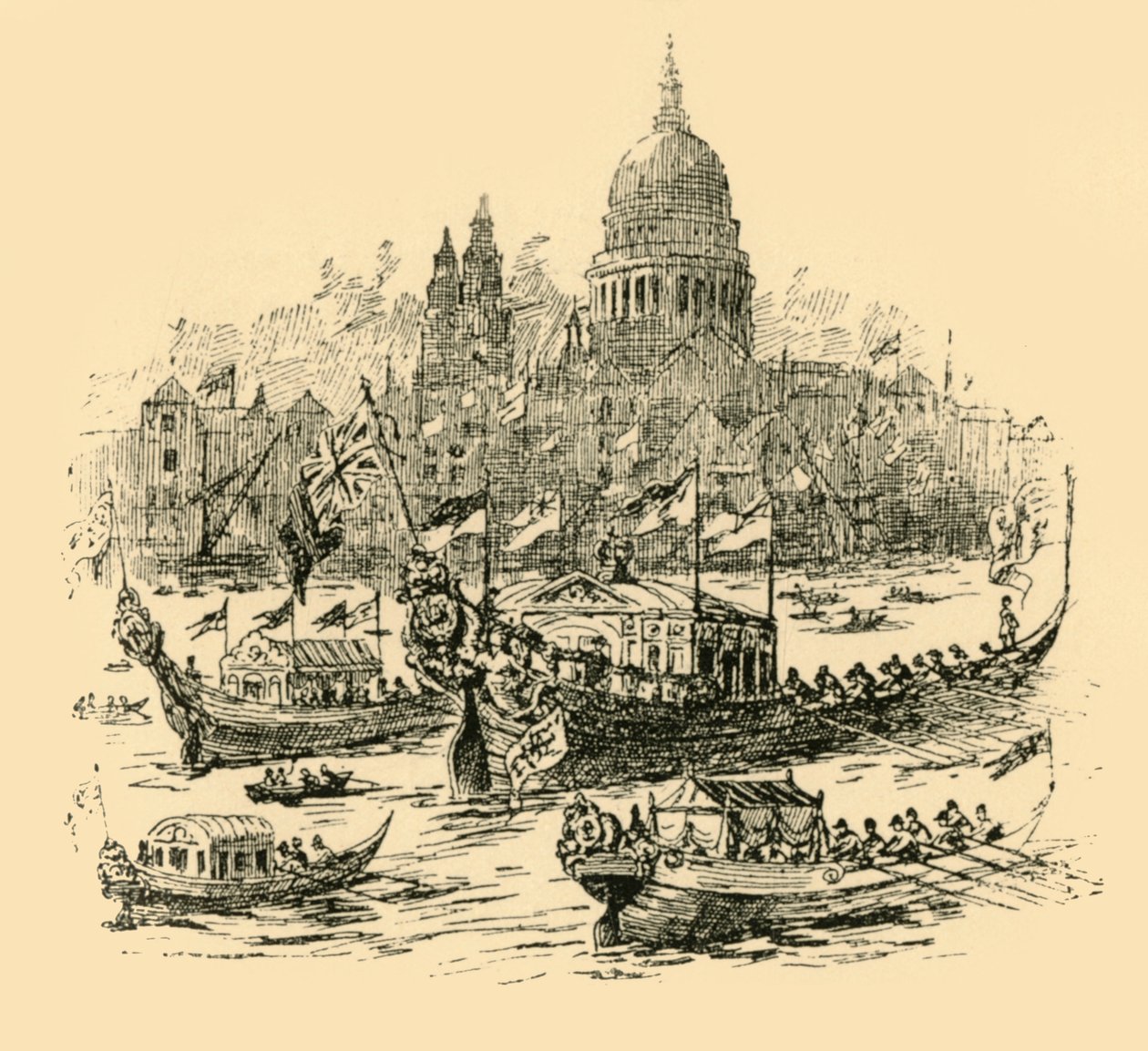 Díszített bárkák nagy felvonulása Whitehalltól Limehouse-ig, 1907. alkotó: Unbekannt