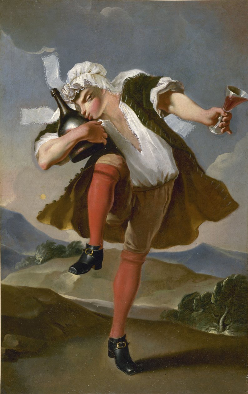 A jobb üveghez. Egy borkereskedő cégtáblája, 1780 és 1800 között. alkotó: Unbekannt