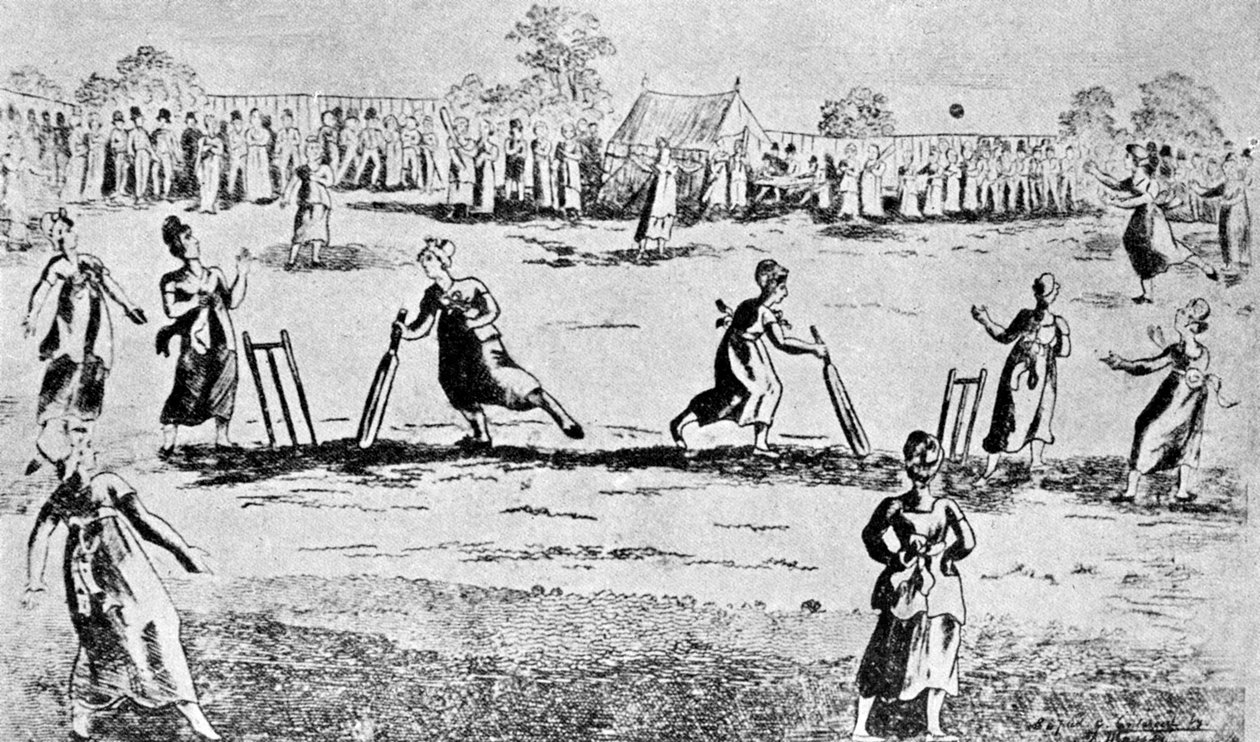 Női krikettmérkőzés, Newington Green, Islington, London, 1811 1912 alkotó: Unbekannt