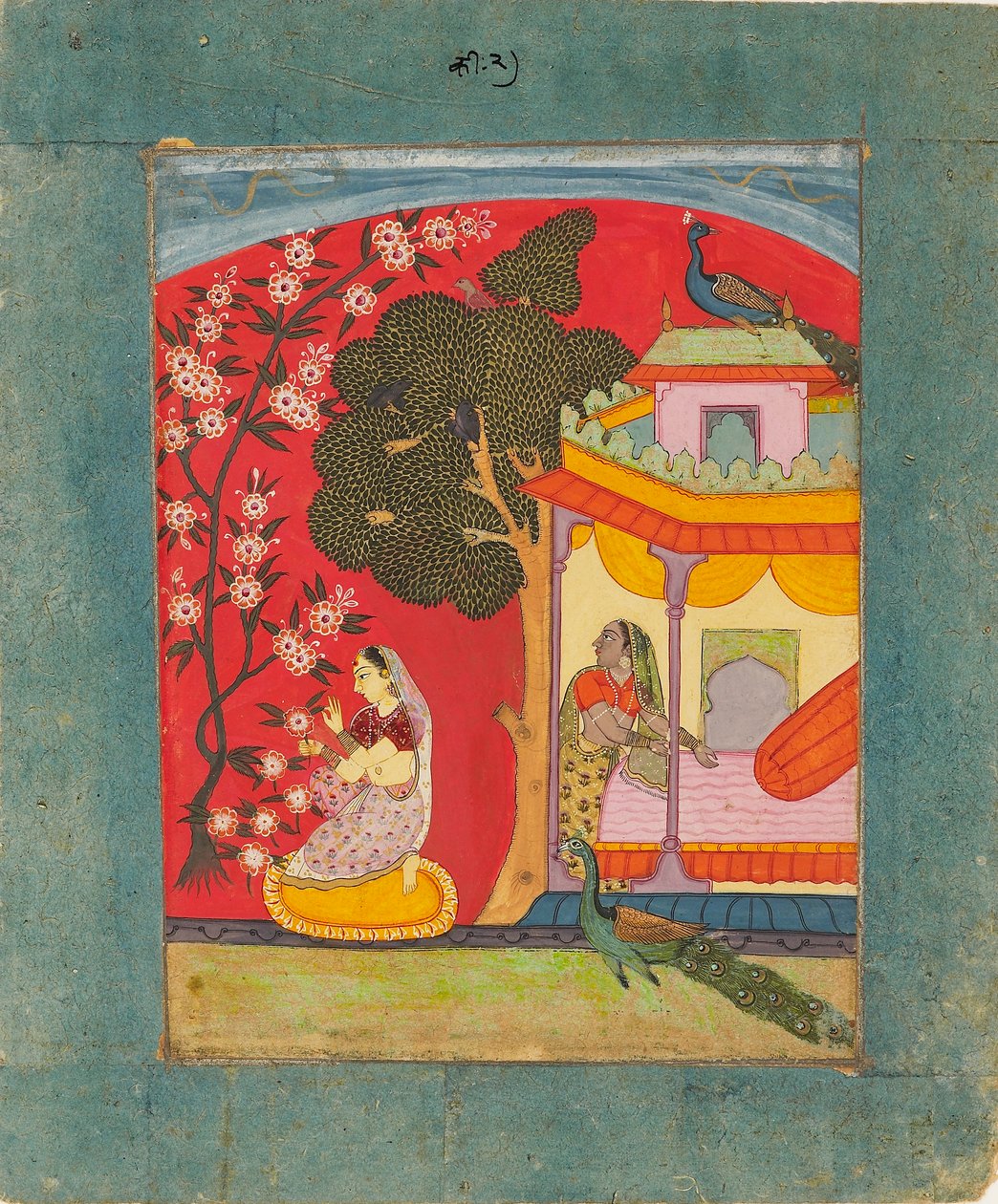 Virágokat szedő hölgy, a zenei módot illusztrálva Ramakali Ragini, c1675 alkotó: Unbekannt