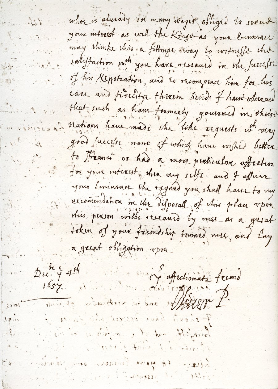Oliver Cromwell levele Mazarin bíboroshoz 1657. december 4-én, 1899. alkotó: Unbekannt