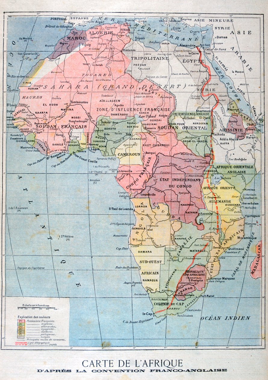 Afrika térképe az angol-francia egyezmény után, 1899 alkotó: Unbekannt